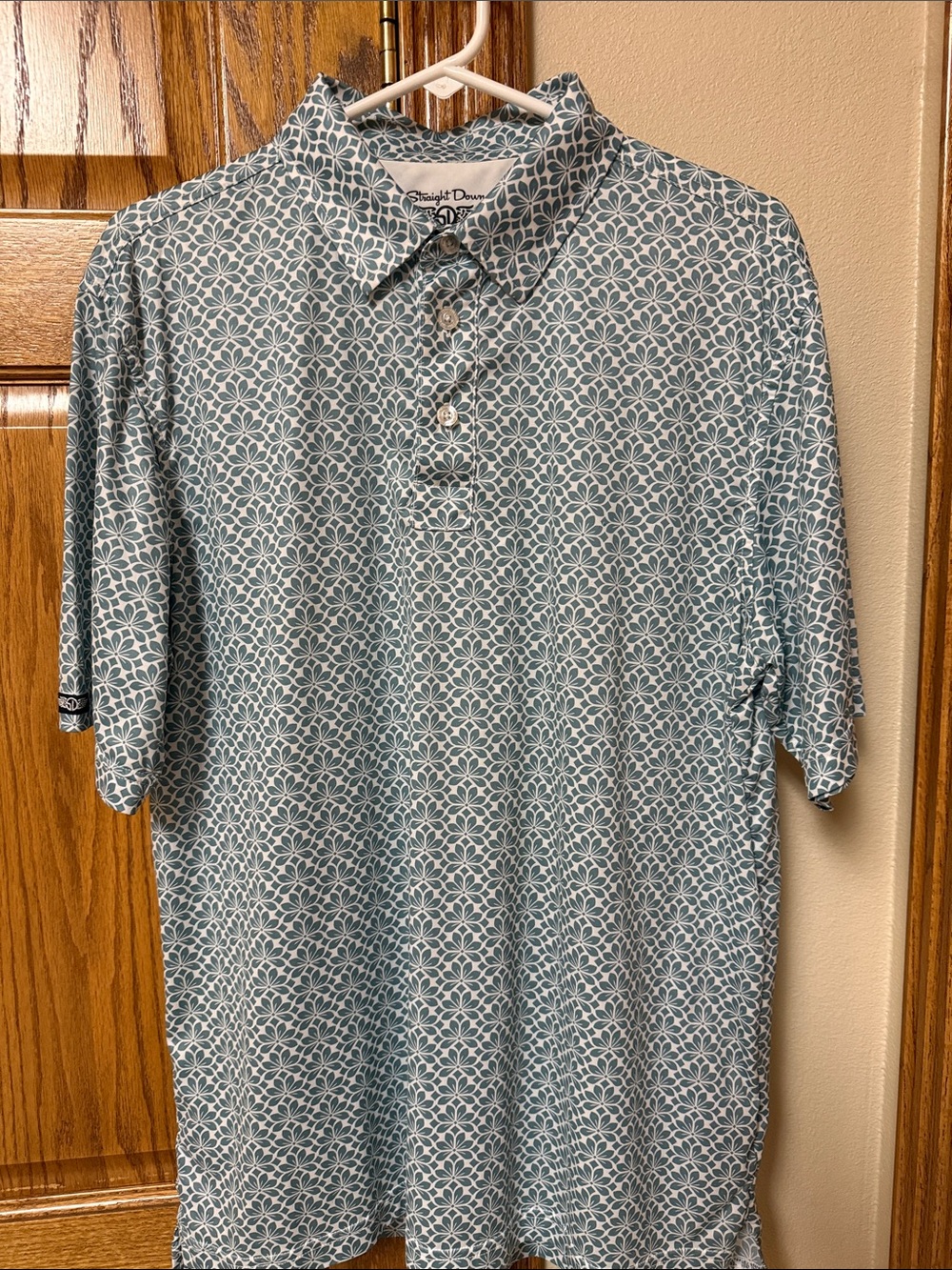Straightdown Men's Teal Patterned Polo Shirt -